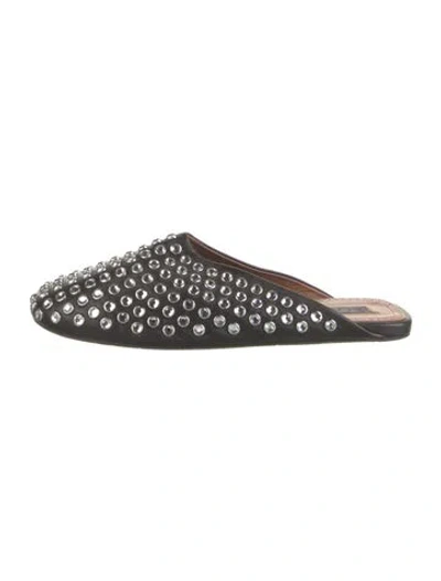 Pre-owned Alaïa Leather Crystal Embellishments Mules In Black
