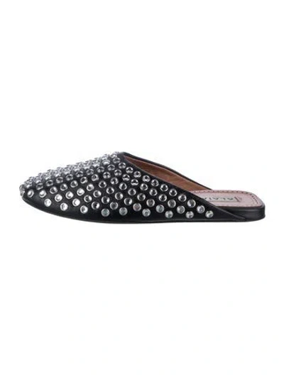 Pre-owned Alaïa Leather Crystal Embellishments Mules In Black