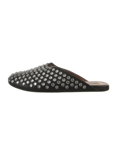 Pre-owned Alaïa Leather Crystal Embellishments Mules In Black