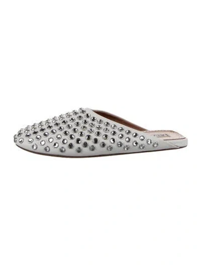 Pre-owned Alaïa Leather Crystal Embellishments Mules In White