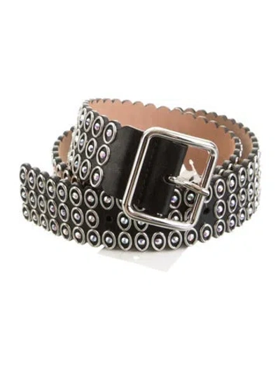 Pre-owned Alaïa Leather Crystal Embellishments Waist Belt In Black