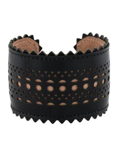 Pre-owned Alaïa Leather Cuff Bracelet, 7.25" In Multi