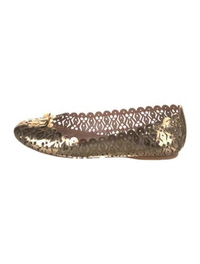 Pre-owned Alaïa Leather Cutout Accent Ballet Flats