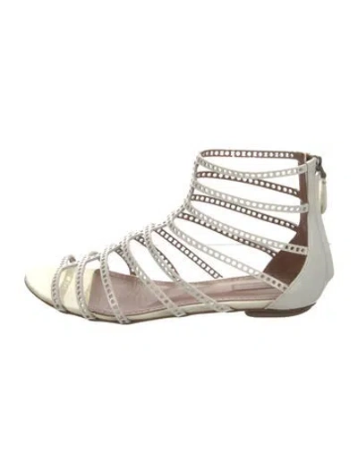 Pre-owned Alaïa Leather Cutout Accent Gladiator Sandals In White