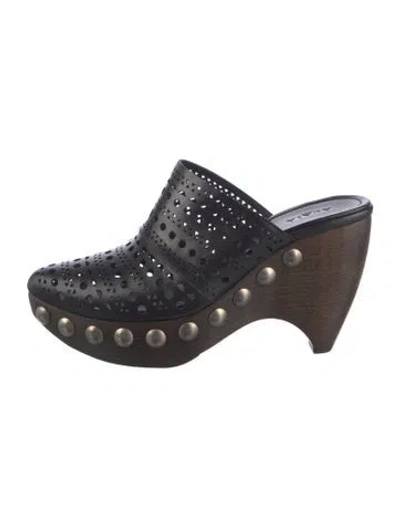 Pre-owned Alaïa Leather Cutout Accent Mules In Black