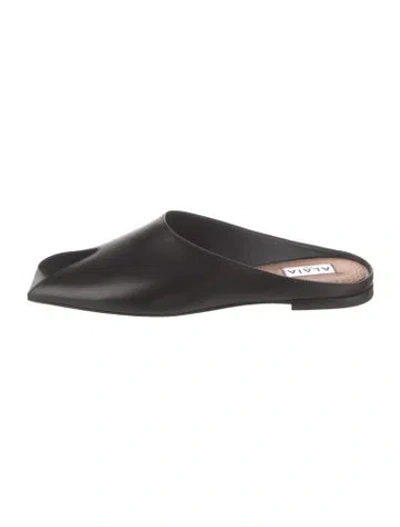 Pre-owned Alaïa Leather Cutout Accent Mules In Black