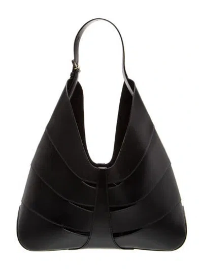 Pre-owned Alaïa Leather Delta W/ Pouch In Black