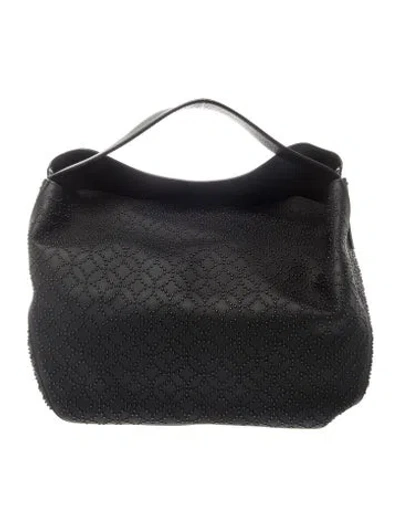 Pre-owned Alaïa Leather Diamond Stud Hobo In Black
