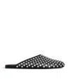 Alaïa Women's Flat Mules Leather With Crystals In Black