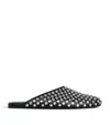 Alaïa Women's Flat Mules Leather With Crystals In Black