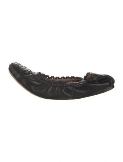 Pre-owned Alaïa Leather Eyelet Trim Ballet Flats In Black