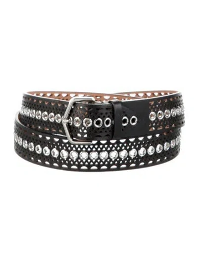 Pre-owned Alaïa Leather Eyelet Trim Belt W/ Tags In Black