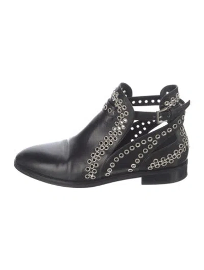 Pre-owned Alaïa Leather Eyelet Trim Boots In Black