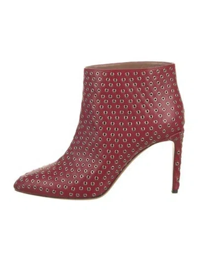 Pre-owned Alaïa Leather Eyelet Trim Boots In Red