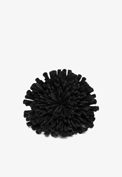 Alaïa Leather Flower Choker In Black