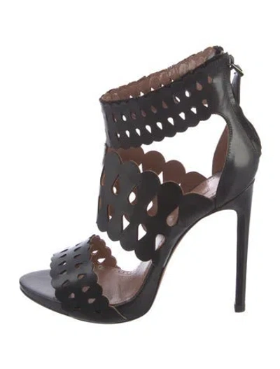 Pre-owned Alaïa Leather Fringe Trim Accent Sandals In Multi