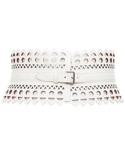Pre-owned Alaïa Leather Geometric Cut Out Belt (authentic Pre-loved)