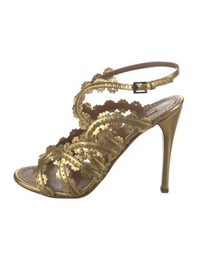 Pre-owned Alaïa Leather Glitter Accents Slingback Sandals