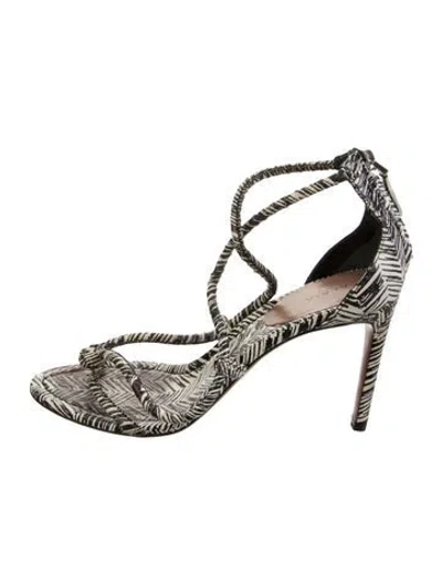 Pre-owned Alaïa Leather Graphic Print Sandals In Black