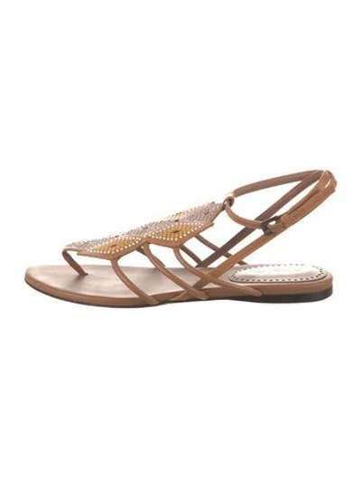 Pre-owned Alaïa Leather Graphic Print Sandals In Brown