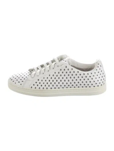 Pre-owned Alaïa Leather Graphic Print Sneakers In White