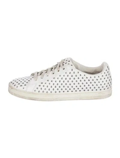 Pre-owned Alaïa Leather Graphic Print Sneakers In White