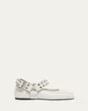 Alaïa Leather Biker Ballet Flats In Blanc Casse