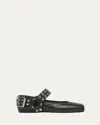 Alaïa Leather Ballet Flat With Studs In Black