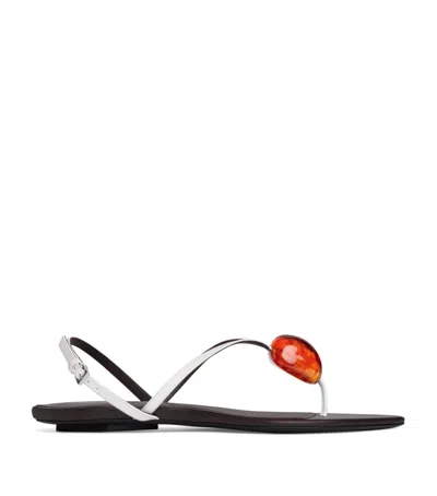 Alaïa Leather Invisible Jewel Sandals In White