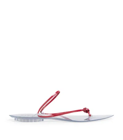 Alaïa Leather Invisible Thong Sandals In White