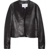 Alaïa Long Sleeve Leather Jacket In Black
