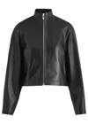 Alaïa Rounded Sleeve Leather Bomber Jacket In Black