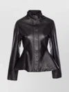Alaïa Leather Jacket Collar Detail In Black