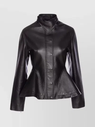 ALAÏA LEATHER JACKET COLLAR DETAIL