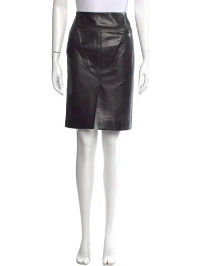 Pre-owned Alaïa Leather Knee-length Skirt In Black