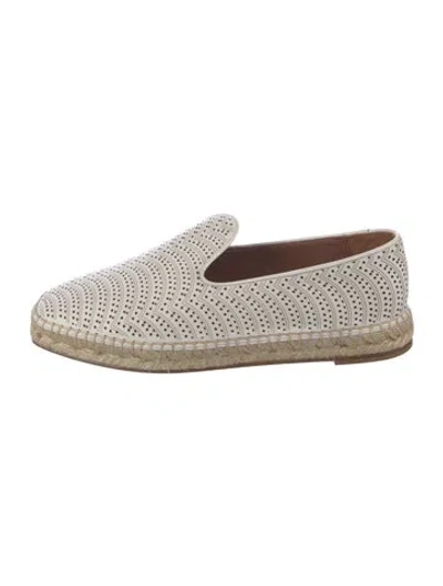 Pre-owned Alaïa Leather Lace Pattern Espadrilles In White