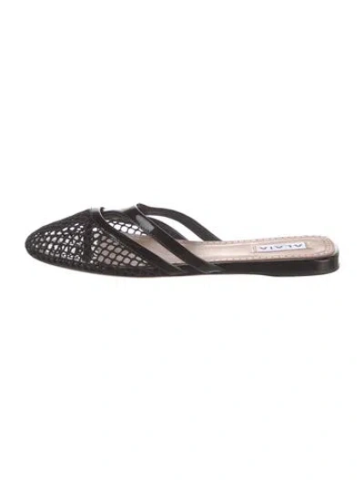 Pre-owned Alaïa Leather Lace Pattern Mules In Black