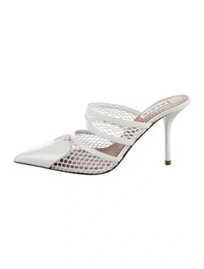 Pre-owned Alaïa Leather Lace Pattern Mules In Silver