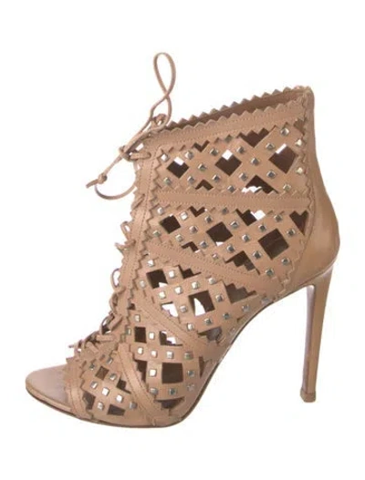 Pre-owned Alaïa Leather Lace Pattern Sandals In Black/neutrals