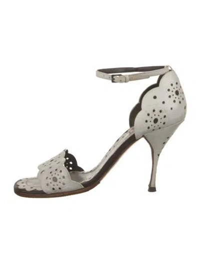Pre-owned Alaïa Leather Lace Pattern Sandals In White