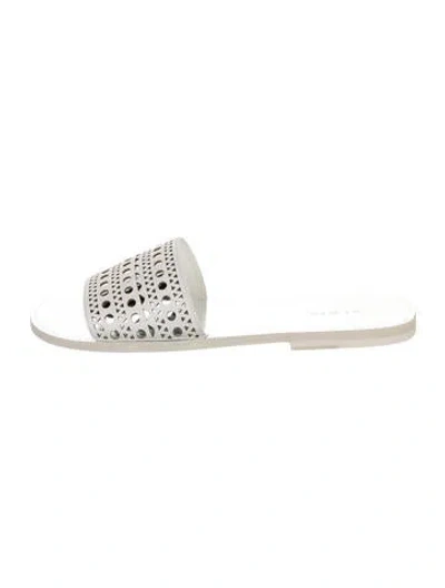 Pre-owned Alaïa Leather Lace Pattern Slides In White