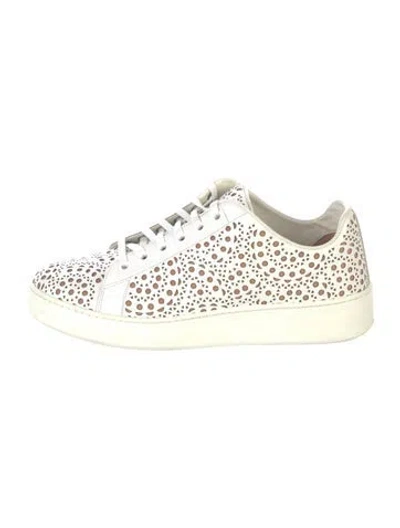Pre-owned Alaïa Leather Lace Pattern Sneakers In White