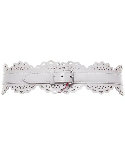 Pre-owned Alaïa Leather Laser Cut Scallop Belt (authentic Pre-loved)