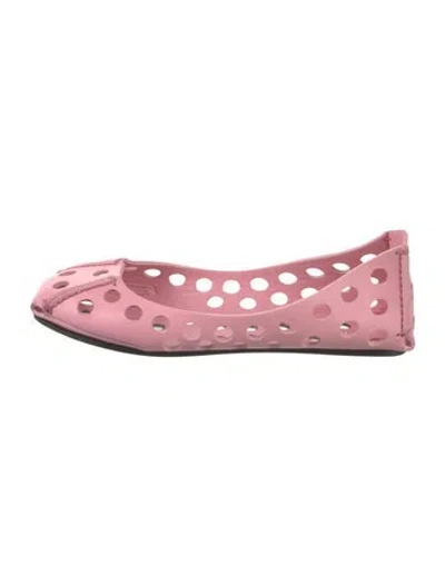 Pre-owned Alaïa Leather Lasercut Accents Ballet Flats In Pink