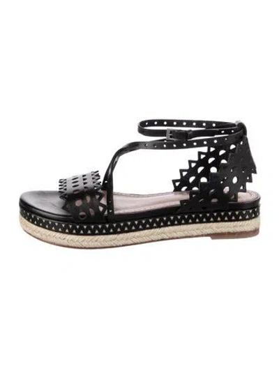 Pre-owned Alaïa Leather Lasercut Accents Espadrilles In Black