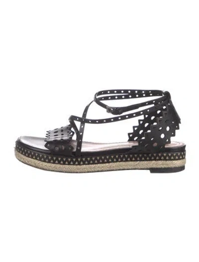 Pre-owned Alaïa Leather Lasercut Accents Espadrilles In Black
