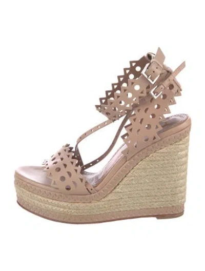 Pre-owned Alaïa Leather Lasercut Accents Espadrilles In Neutral
