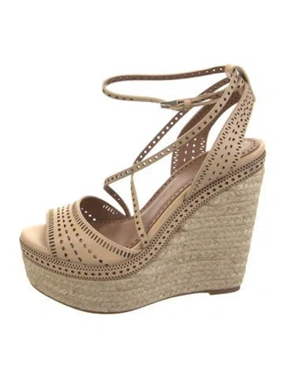 Pre-owned Alaïa Leather Lasercut Accents Espadrilles In Neutrals