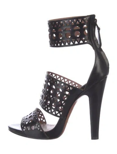 Pre-owned Alaïa Leather Lasercut Accents Gladiator Sandals In Multi