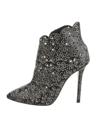 Pre-owned Alaïa Leather Lasercut Accents Lace-up Boots In Black